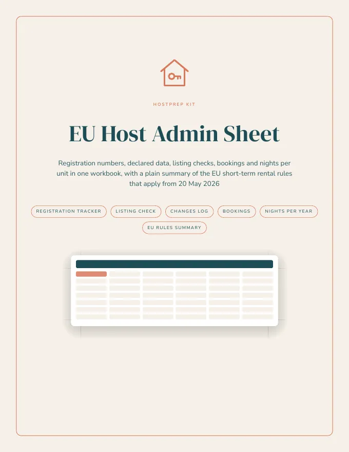 Cover of the EU Host Admin Sheet